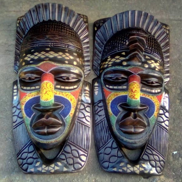 Authentic Beads African mask sculpture for wall | African wall art | Wall Decor | Wooden African Art Scupture