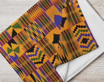 Kente Throw Blanket | African Print Blanket | Afrocentric Home Decor | Ghana Kente Couch Throw | Cultural Gift for Home