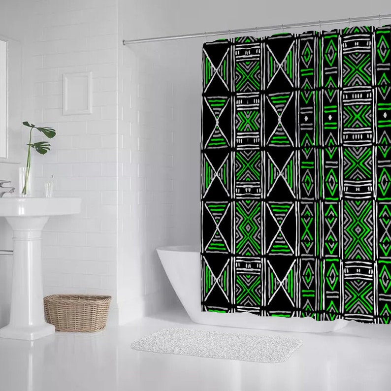 Boho Curtain African Mud Cloth Print Bath Shower Curtain Etsy