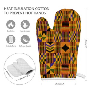 Kente African Print Anti Scald Insulated Gloves and Mat Set image 2