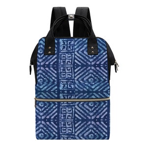 Sacs imprimés en tissu Adire Mud Sac à langer multifonctionnel imperméable à l'eau Sac à dos ultra-large