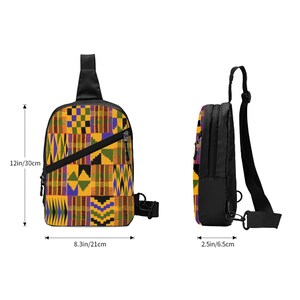 Kente Print Sling Bag, African Bag, Handmade Crossbody, Zipper Closure, Ankara Inspired, African Shoulder Bag image 2