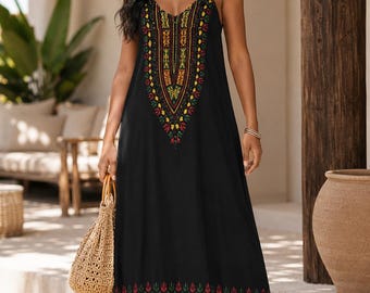 Sukienka Dashiki z afrykańskim nadrukiem | Długa sukienka kaftan damska | Odzież afrocentryczna | Letnia sukienka boho | Moda afrykańska
