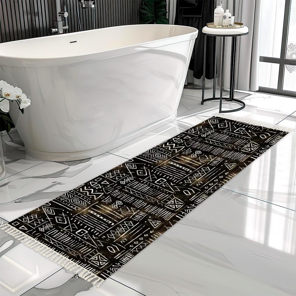 Black Boho Tribal Rug Multiple Sizes Runner Rug With Tassels - Etsy