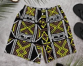 Mud Cloth African Print Men's Athletic Swim Shorts