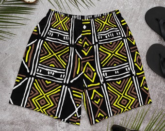 Mud Cloth African Print Men's Athletic Swim Shorts