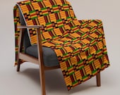Kente Throw Blanket, Bohemian Mud Cloth Throw Blanket, African Inspired Couch Blanket, Ethnic Decor, Beach Picnic Blanket