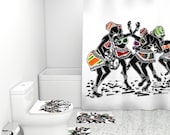 Traditional Dancing women African Art Boho Shower Curtains and Rugs Bathrooms Sets