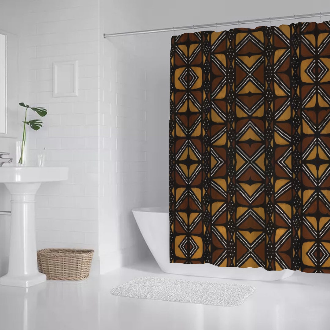 Afro Mud Cloth African Print Shower Curtain Bath Shower Curtain 71" X ...