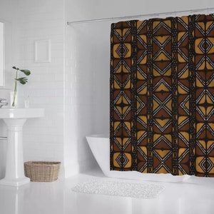 Afro Mud Cloth African print shower curtain Bath Shower Curtain 71&quot; x 69&quot;
