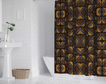 Afro Mud Cloth African print shower curtain Bath Shower Curtain 71&quot; x 69&quot;