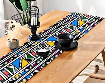 Bieżnik w stylu ndebele | Afrykański wystrój domu | Łazienka w stylu afrocentrycznym | Prezent na parapetówkę | Bieżnik w stylu boho do użytku na święta i na co dzień