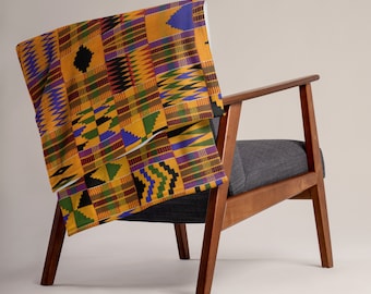 Narzuta Kente | Narzuta z afrykańskim nadrukiem | Afrocentryczny wystrój domu | Narzuta Kente na kanapę z Ghany | Prezent kulturowy do domu