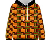 Kente Print Unisex Graphic Hoodie - African Fashion Designer Pullover Sweatshirt for Men and women
