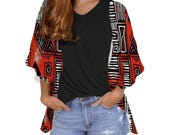 Mud Cloth Kimono Robe | African Print Women's Chiffon Cardigan | Lightweight Beach Cover-Up | Boho Kimono Jacket | Swimsuit Cover-Up
