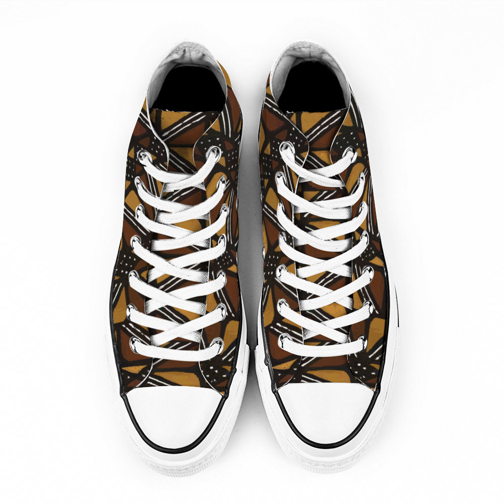 Mud Cloth African Print Shoes Unisex High Top Canvas Shoes