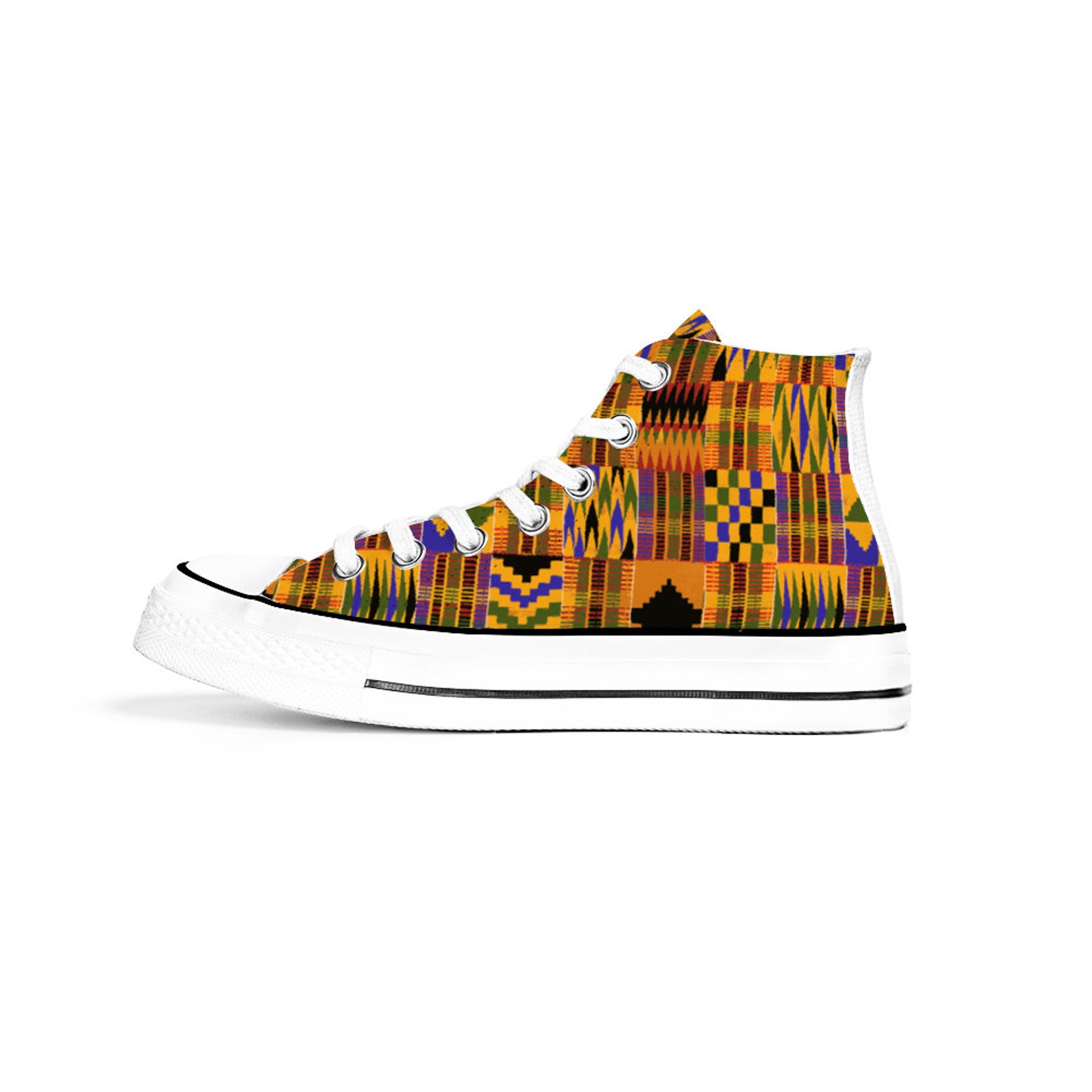 Kente African Print Unisex High Top Slip-on Canvas Sneakers Shoes - Etsy