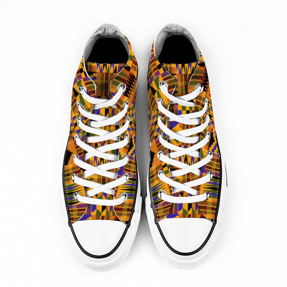 Kente African Print Unisex High Top Slip-on Canvas Sneakers Shoes - Etsy