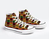 Orange Kente African Print Classic Shoes Unisex High Top Canvas Sneakers