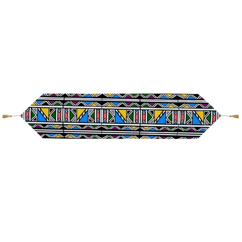 Ndebele 2 Sided Table Runner with Tassel Table Mat Christmas image 3