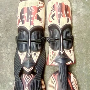 Authentic Male and Female African mask sculpture for wall | African wall art | Wall Decor | Wooden African Art Scupture