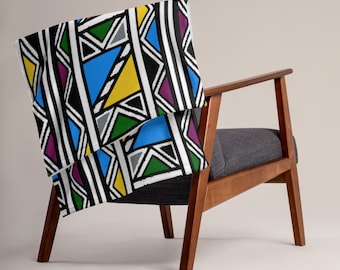 Ndebele Throw Blanket | African Print Blanket | Afrocentric Home Decor | Boho Couch Throw | Black Home Gift | Housewarming Decor