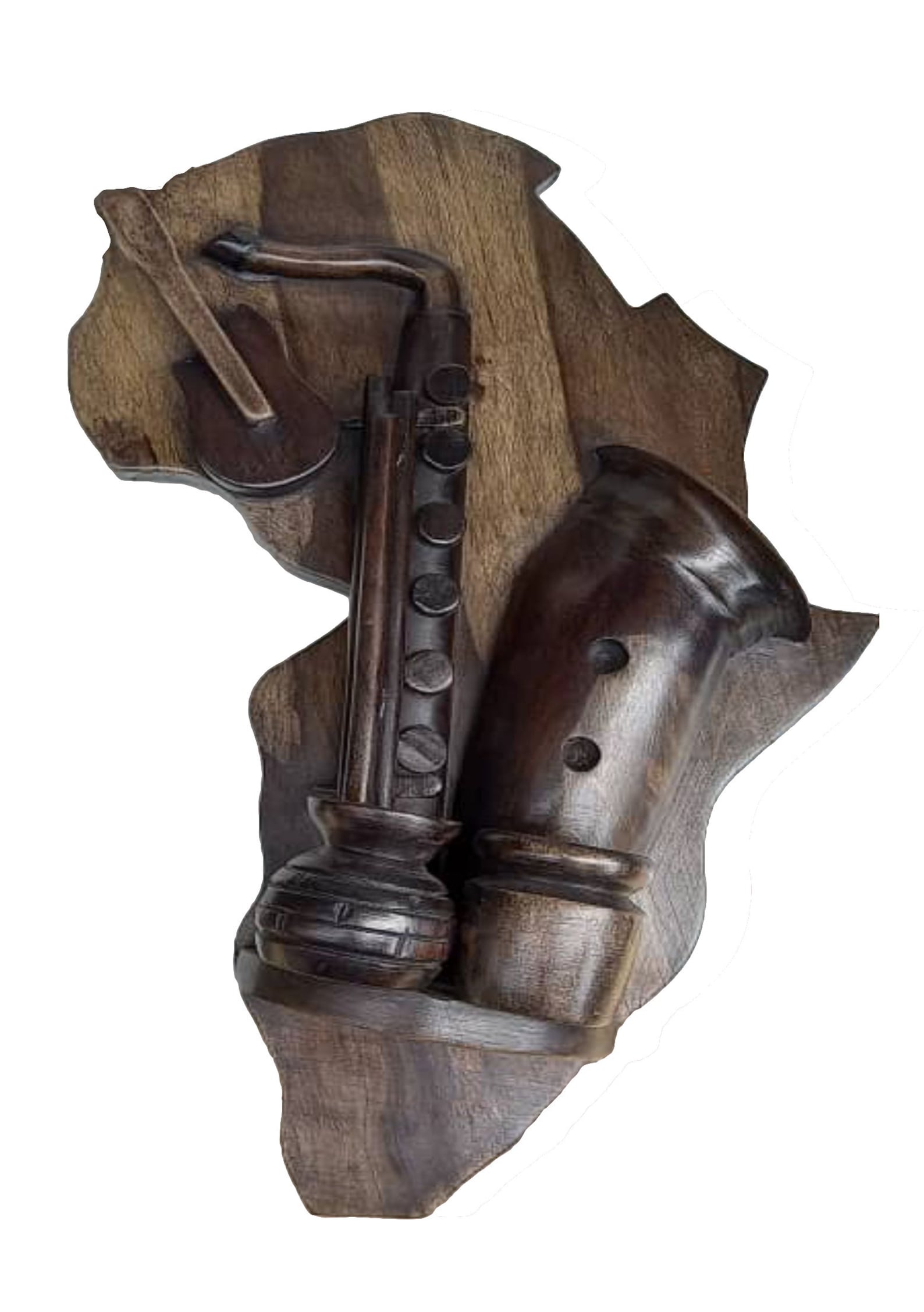 African Saxophone Wooden Sculpture | African living room decor