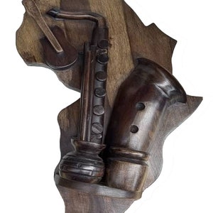 African Saxophone Wooden sculpture image 2