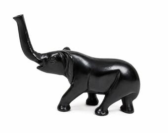Hand Carved Wooden Elephant | African Sculpture | Lucky Elephant Figurine | Safari Home Decor | Afrocentric Gift | Wooden Animal Art