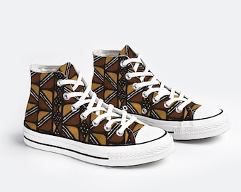 Mud cloth African Print Shoes Unisex High Top Canvas Shoes