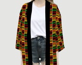 Kente African Print Unisex Beach Kimono Fashion Cardigan Cover-ups Kimono