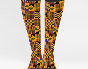 Kente African Print Unisex Over-calf Polyester Socks