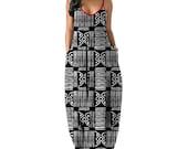 African Things Print Women's Slip Dress - Loose Fit Sleeveless Dress