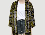 mud cloth Unisex Beach Kimono Fashion Cardigan Cover-ups Kimono African print bridal, Bridemaids gift, African print bridal robes, Ankara br