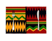 Kente large African print 4 Pieces Heat Resistant Placemats Set 11.8" x 17.7"