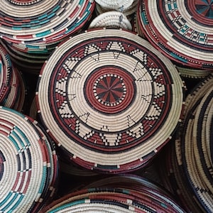 Handmade Rattan wall hanging | Round Woven Placemats | Boho Home Décor | Rustic Dining Table setting| Heat-Resistant Pot Holder (4 or 6 set)