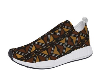 Brown mud cloth Shoes Unisex Slip On Leisure Shoes