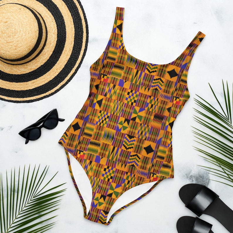 Kente African Print One-piece Swimsuit African Print Open - Etsy