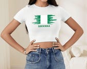 Nigeria Crop Top | Women’s Short-Sleeve Cropped T-Shirt | “Nigeria” with Flag Print | Naija Pride Summer Tee