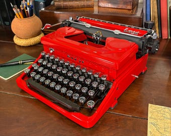 Truly Pristine Everest Model 90 Typewriter. ORIGINAL red finish. Certainly the finest Everest to be offered in decades.