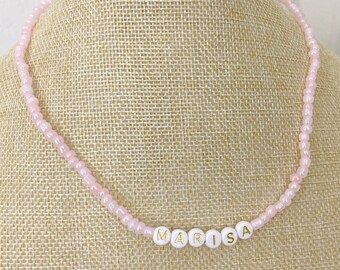 Custom Name Word Seed Bead Choker Necklace Teen Girl Gift VSCO necklace boho bead choker beaded name necklace dainty beaded choker