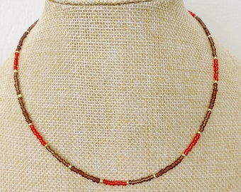 Purple and Red Transparent Glass Dainty Seed Bead Choker Necklace Boho Beaded Choker Minimal Necklace Choker Thin Necklace Tiny Necklace