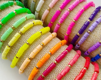 Colorful Beaded Boho Stacking Stretch Bracelets Simple Dainty Minimalist Bracelet Rainbow Bracelet Colorful Bracelet Arm Candy Stack