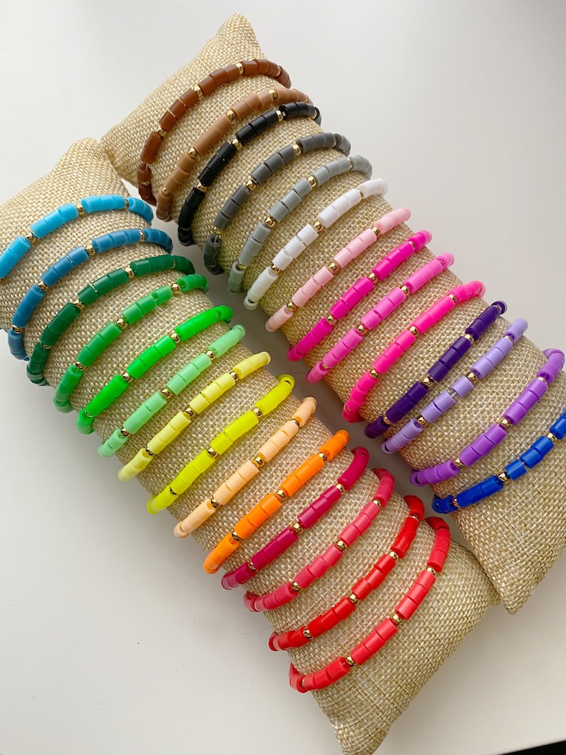 Colorful Beaded Boho Stacking Stretch Bracelets Simple Dainty Minimalist Bracelet Rainbow Bracelet Colorful Bracelet Arm Candy Stack image 4