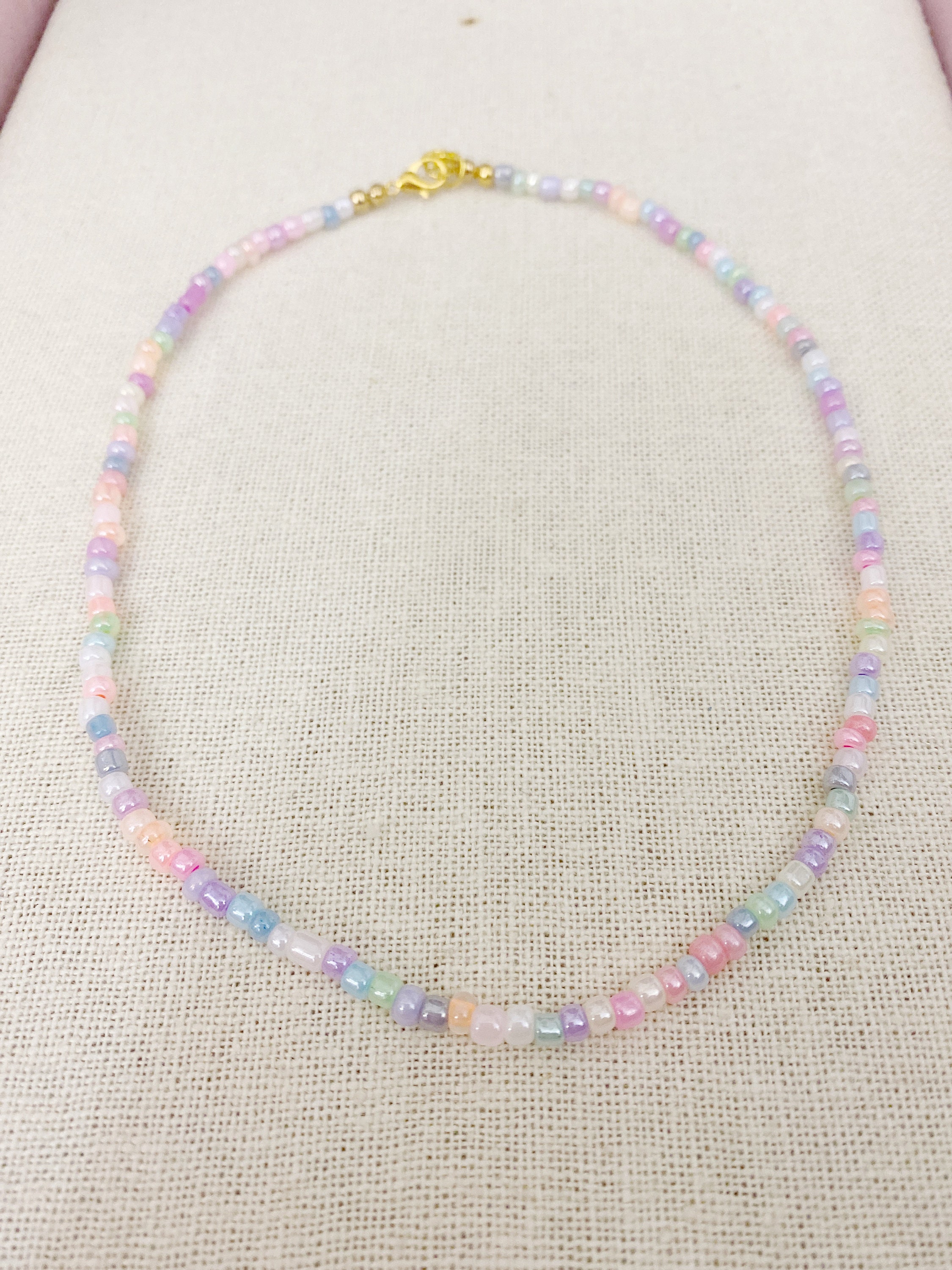 Pastel Rainbow Dainty Seed Bead Choker Necklace Vsco Teen Girl Etsy