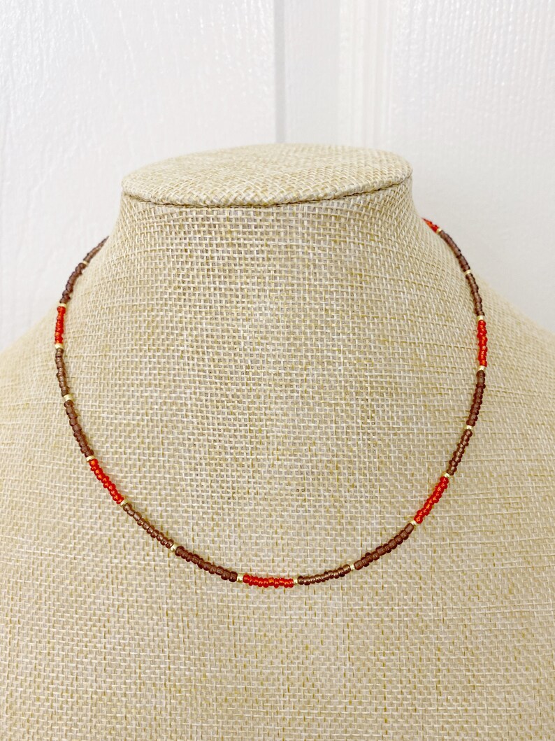 Purple and Red Transparent Glass Dainty Seed Bead Choker Necklace Boho Beaded Choker Minimal Necklace Choker Thin Necklace Tiny Necklace image 1