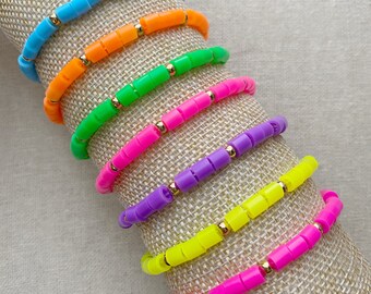 Colorful Beaded Boho Stacking Stretch Bracelets Simple Dainty Minimalist Bracelet Rainbow Bracelet Colorful Bracelet Arm Candy Stack