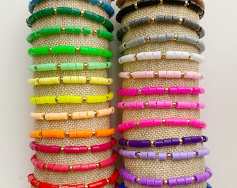 Colorful Beaded Boho Stacking Stretch Bracelets Simple Dainty Minimalist Bracelet Rainbow Bracelet Colorful Bracelet Arm Candy Stack