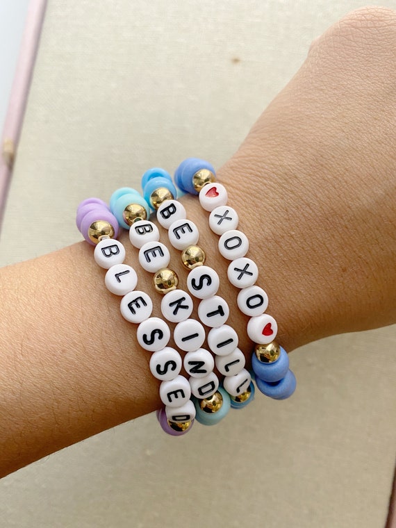 Make your own bracelet, colorful name bracelet, pony bead bracelet