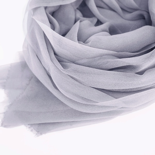 Pastel Gray Silk Scarf, Whisper Light Gray Scarf, Cool Gray Gauze Wrap, Minimalist Gray Shawl Wrap, Spring Summer, Lightweight Shawl